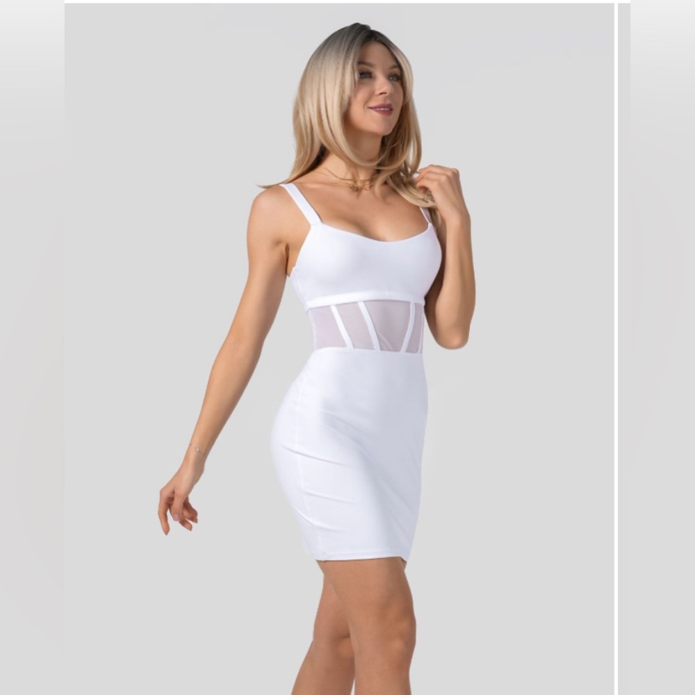 Halara Softlyzero™ Airy Contrast Mesh Corset Style Bodycon Casual Dress M NWT
